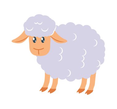 Beyaz arkaplanda sevimli koyun simgesi