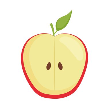 half apple icon on white background