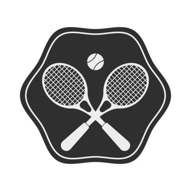 sport badge with tennis rackets and ball