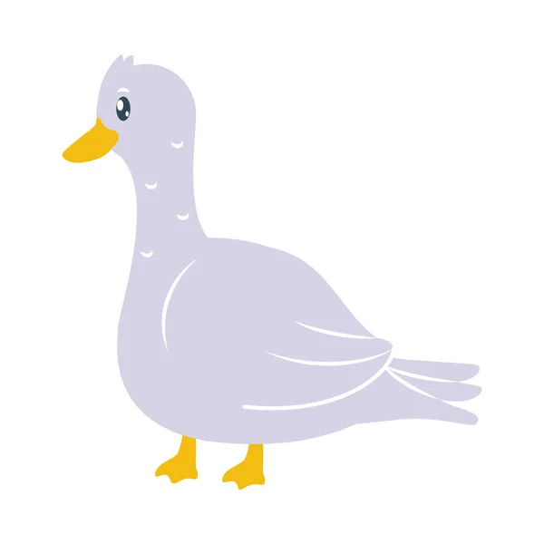 Cartoon Duck Icon White Background — Stock Vector