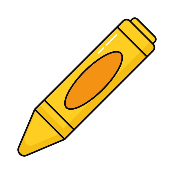 Yellow Crayon Icon White Background — 图库矢量图片