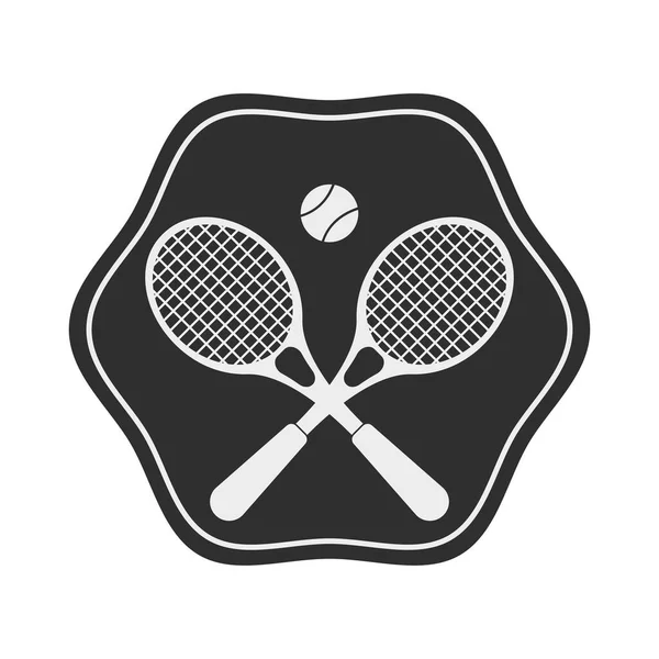 Sport Badge Tennis Rackets Ball — ストックベクタ