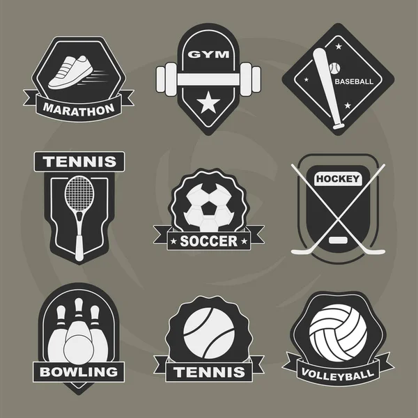 Sport Badges Set Icons Green Background — Vector de stock