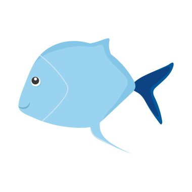 cute blue fish on white background
