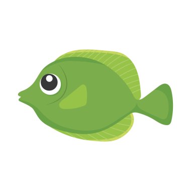cartoon green fish on white background