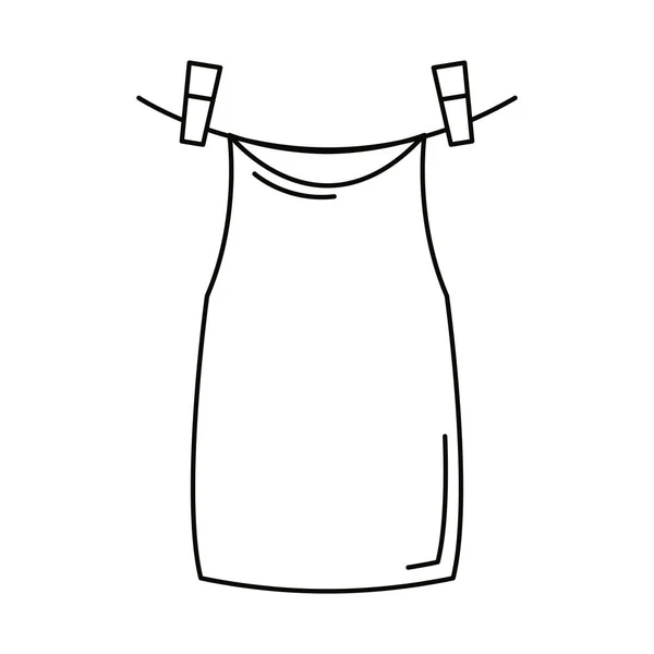 Платье Висит Веревке Сушки — стоковый вектор