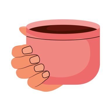 Bir fincan kahve tutarken.