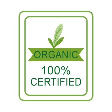 organic certified label with decorative leaves