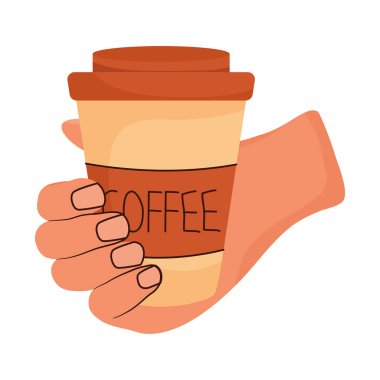 El ile beyaz zemin üzerine kahve fincanı