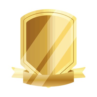 gold badge with ribbon on white background