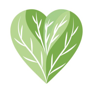 leaves heart icon on white background