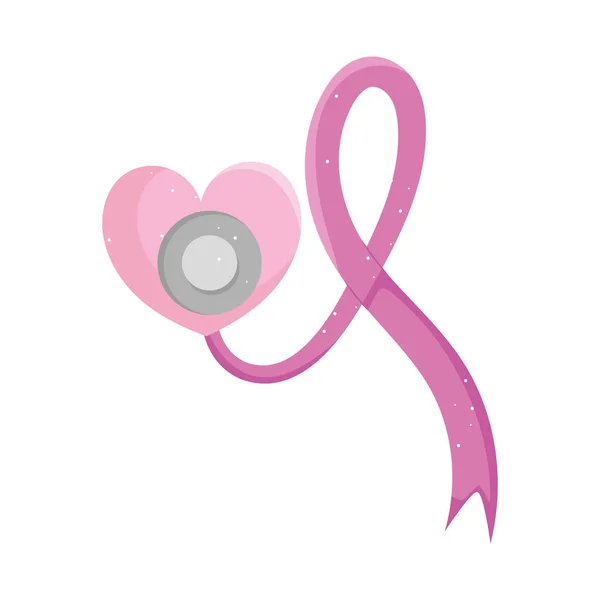 Ροζ Κορδέλα Σχήμα Στηθοσκοπίου Καρδιά — Διανυσματικό Αρχείο