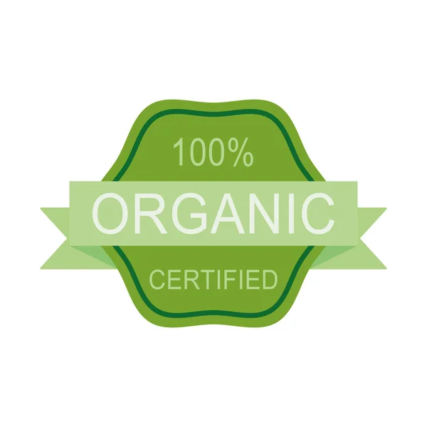 Green Organic Certified Badge White Background — Stock Vector