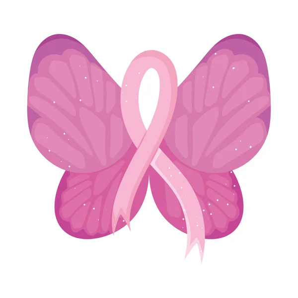 Ροζ Πεταλούδα Κορδέλα Για Τον Καρκίνο Του Μαστού — Διανυσματικό Αρχείο