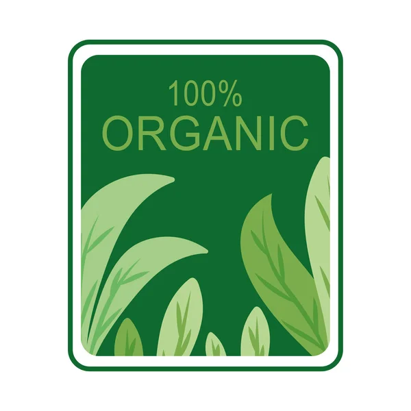 Green Badge Organic Concept Leaves — Stock Vector