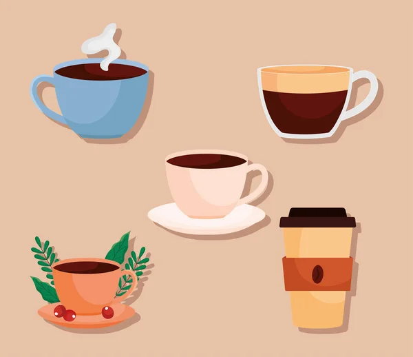 Coffee Mugs Cups Icon Set — Stock Vector
