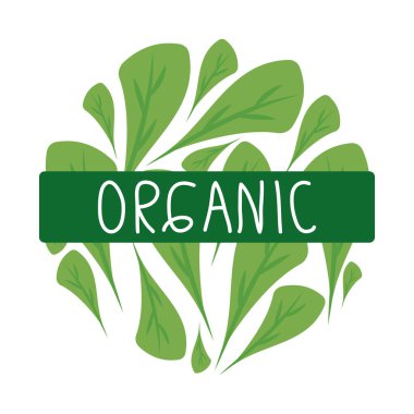 round organic badge with leaves