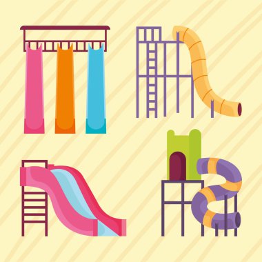 playground slides icon set design
