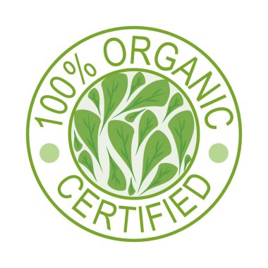 organic certified seal on white background