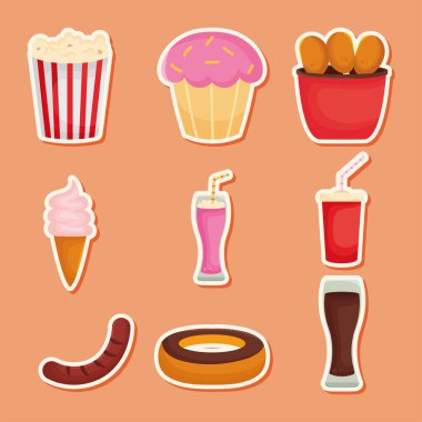 Tasarım Fast food Icon set