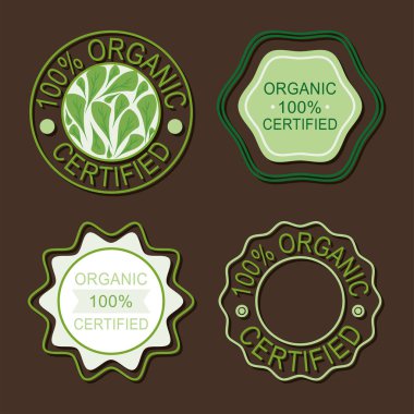 organic certified labels icon set
