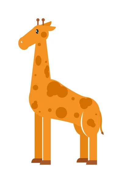Roztomilý Žirafa Ikona Bílém Pozadí — Stockový vektor