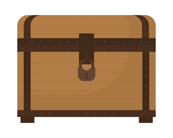 Wooden Chest Vintage Icon Isolated — Stockvektor