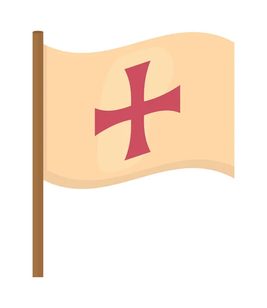 Antique Flag Cross Icon Isolated — Stockový vektor