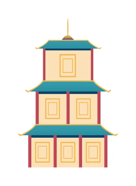 Chinese Pagode Tempel Icoon Geïsoleerd — Stockvector