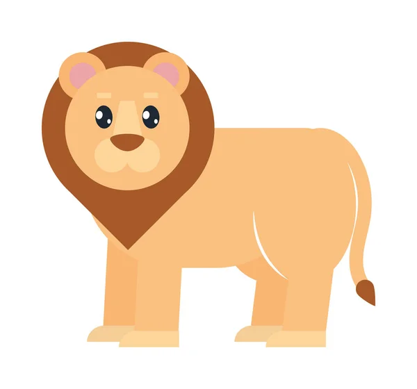 Cute Lion Icon White Background — Stock Vector