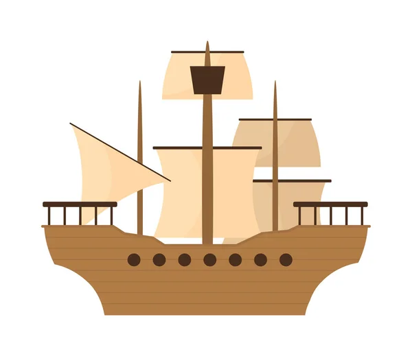 Old Caravel Icon Isolated Vector —  Vetores de Stock