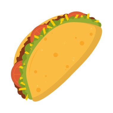 taco food icon flat isolated