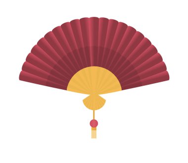 chinese hand fan icon isolated