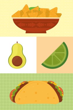 taco menu icons collection design