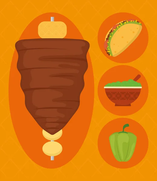 Icons Set Taco Guacamole — Vetor de Stock