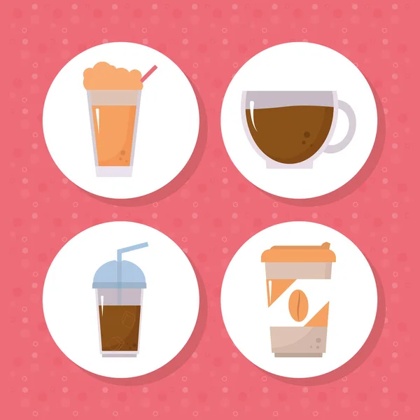 Set Coffee Beverage Vector Design — Stockvektor