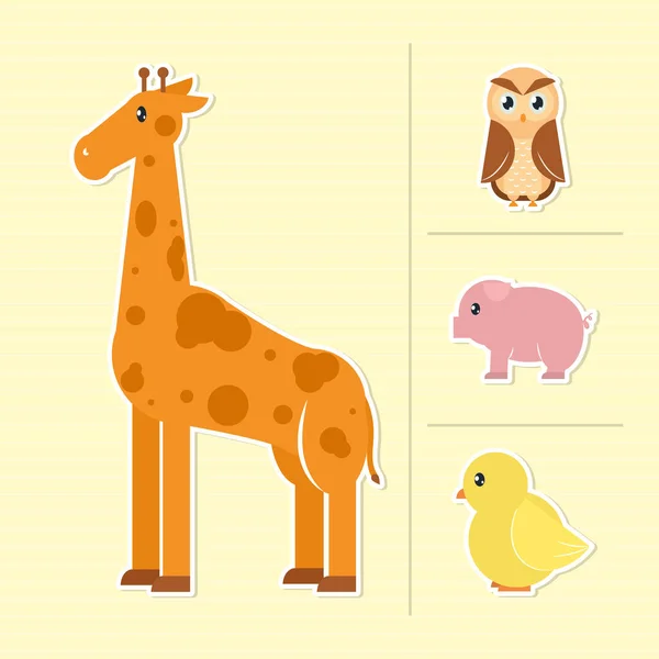 Cartoon Animals Icon Set Design — Stok Vektör