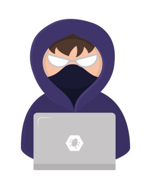 cyber fraud, hacker with laptop