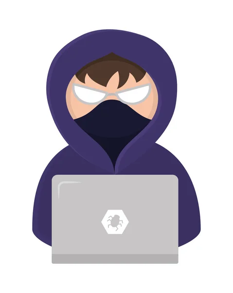 Cyber Fraud Hacker Laptop — Vector de stock