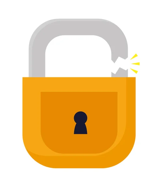 Broken Padlock Icon Flat Isolated —  Vetores de Stock