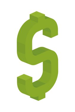 dollar money isometric icon flat isolated