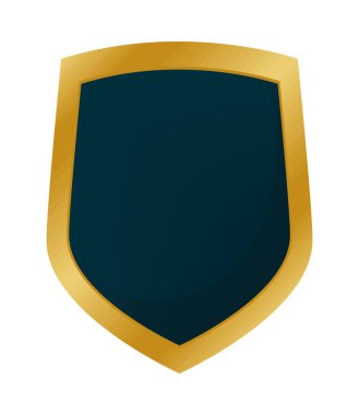 gold frame shield icon isolated