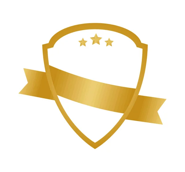 Gold Shield Ribbon Icon Isolated — 스톡 벡터