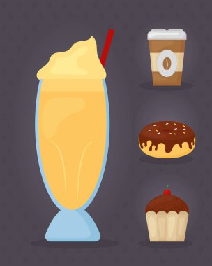 fast food icons set, design