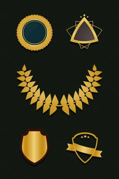 Gold Design Labels Icons Set — Stockvektor