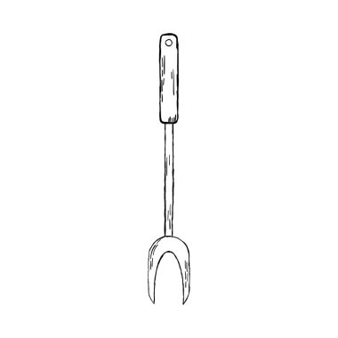 meat kitchen fork on white background