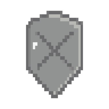 pixel shield icon on white background