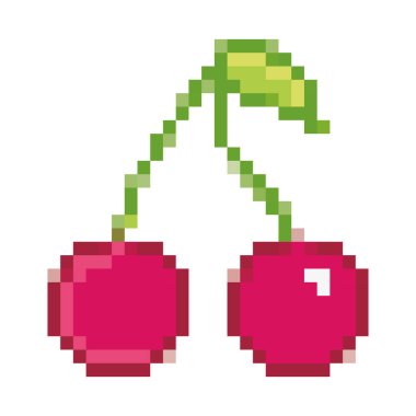 pixel cherry icon on white background
