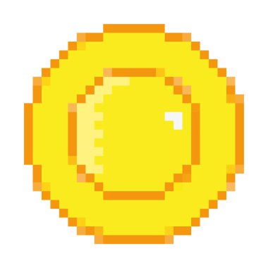 pixel coin icon on white background