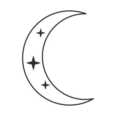 half moon with stars on white background